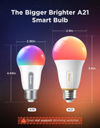Govee 1600 Lumens Smart Light Bulbs, A21 LED Bulbs 100W Equivalent for Living Room, RGBWW Color Changing Light Bulbs Compatible with Matter, Alexa & SmartThings, CRI 90, E26 Base, 2.4GHz Only, 2-Pack