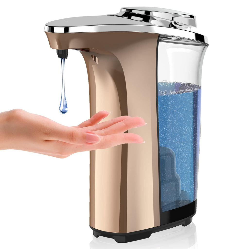 Automatic Soap Dispenser, PZOTRUF Touchless 17oz/500ml with Upgraded Infrared Sensor, 5 Adjustable Soap Dispensing Levels, Liquid Hand Soap Dispenser for Bathroom (Rose Gold)