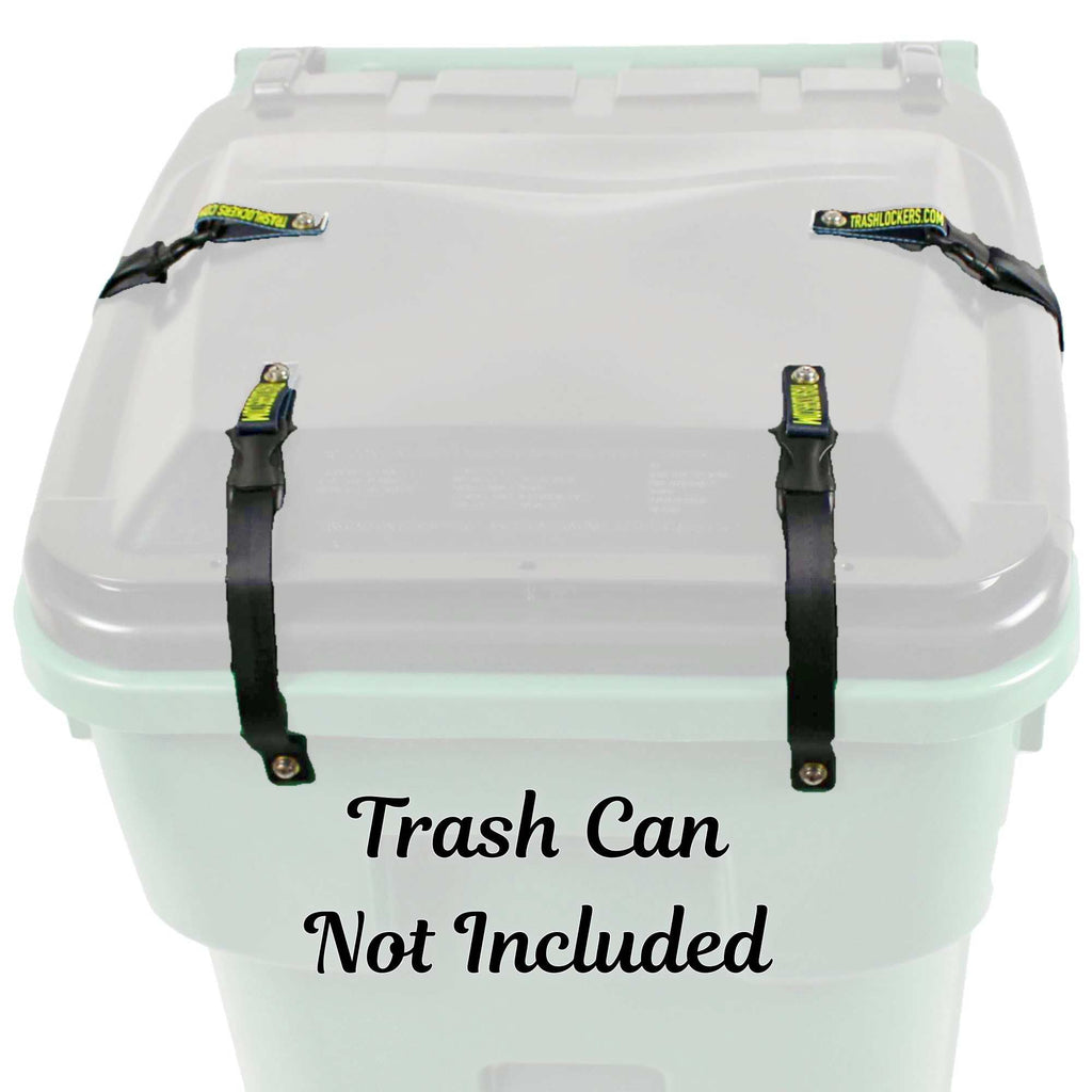 Ultimate Black Bear Trash Lock -Certified Black Bear Resistant, Patented, Animal Proof EXISTING Trash cans, Four Straps. Also Works for Wind, Raccoon, Opossum, and Other varmints/Critters