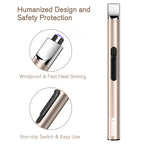 REIDEA Electronic Candle Lighter - USB Rechargeable with Security Lock, Windproof, Non-Slip Switch for Candle, Grill, Camping (Champagne Gold + White)