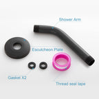 OFFO Shower Arm with Flange, 10 in Oil Rubbed Bronze Wall Mount Replacement Angle Shower Head Arm Wall-Mounted For Fixed Shower Head & Handheld Showerhead