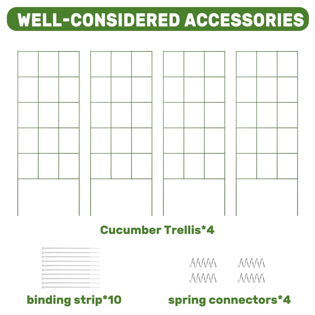 DOEWORKS 48" Cucumber Trellis, 2-Pack, Foldable, for Cucumbers, Beans, Tomatoes, Flowers