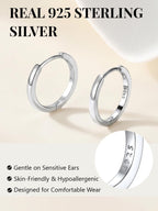 Silvora Sterling Silver Hoop Earrings for Women, 8mm Small Silver Hoops Huggie Earrings Lightweight Cartilage Earring for Sensitive Ears