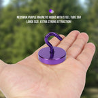 Neosmuk Magnetic Hooks, Heavy Duty 180 lb Magnet Hooks for Cruise Ship Door & Walls, Refrigerator & Grill, Extra Strong Neodymium Hanging Travel Essentials, Purple