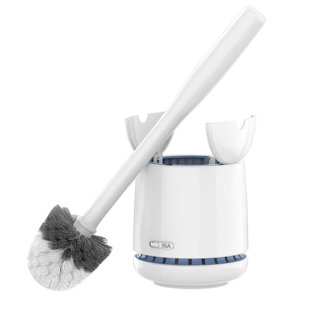 MR.SIGA Toilet Bowl Brush and Holder, Sturdy Long Handle, White, 1 Pack