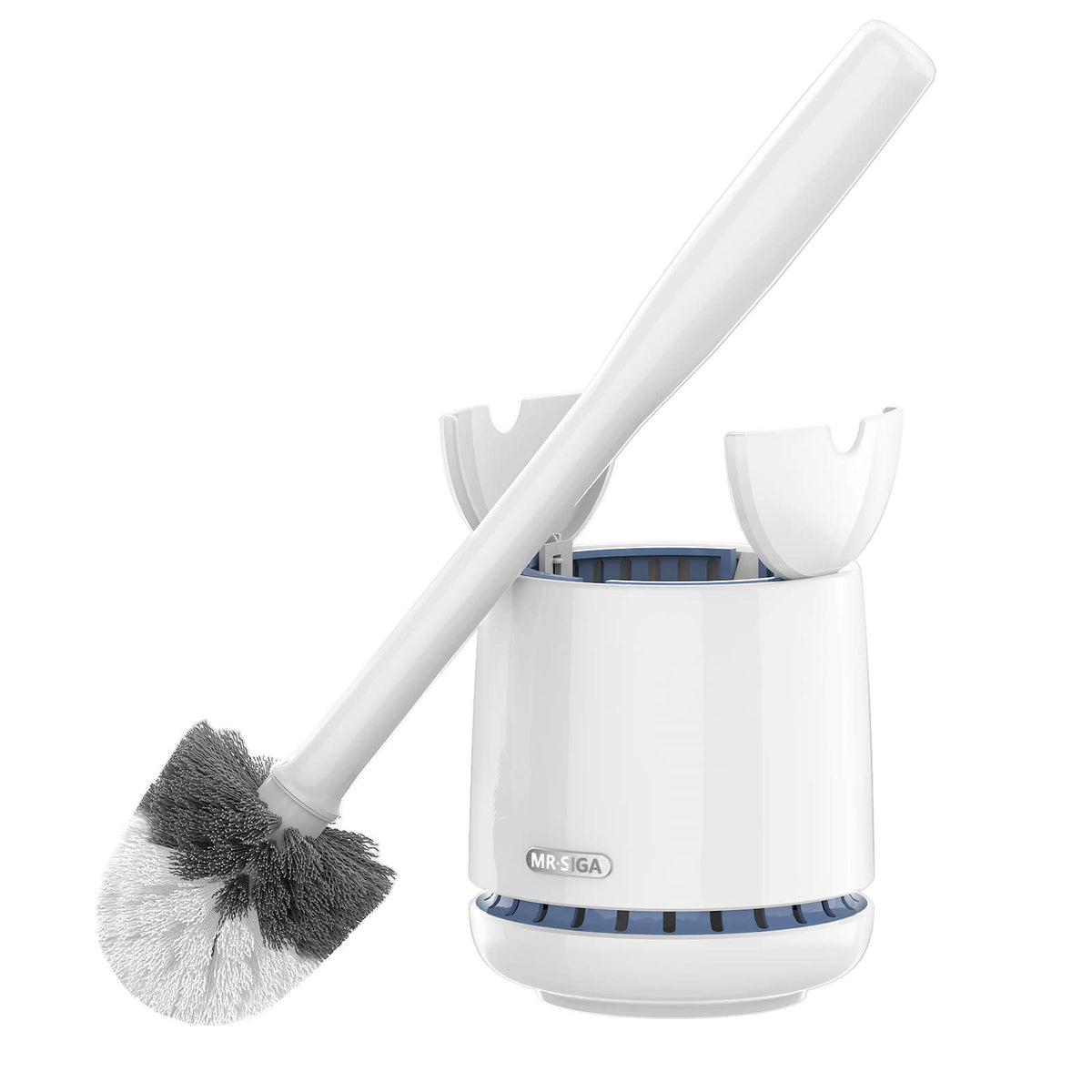 MR.SIGA Toilet Bowl Brush and Holder, Sturdy Long Handle, White, 1 Pack