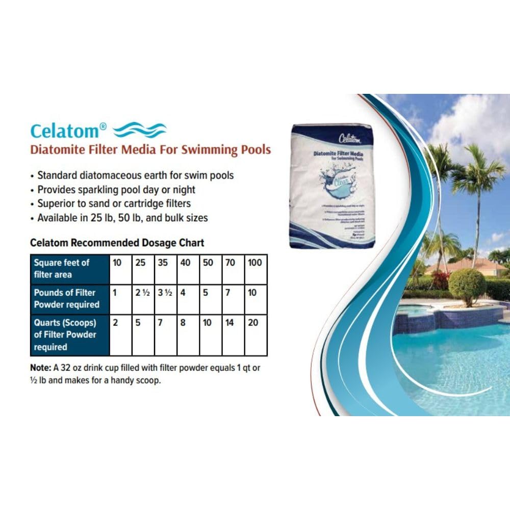 DPM EP Minerals Celatom Diatomaceous Earth Swimming Pool Filter Powder 25 lbs (Diatomaceous Earth + Filter Scoop)