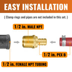 SUNGATOR 6-Pack 1/2" NPT to 1/2" PEX Male Adapter, PEX Fittings 1/2 Inch