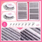 Lash Clusters Kit - 30D 40D Lash Clusters WideSpan 8-16MM Eyelash Clusters D Curl Lash Extension Kit Natural Wispy Eyelash Extension Kit Lashes Clusters with Bond Seal Cluster Eyelash Extensions DIY