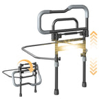 Bed Rails for Elderly Adults Safety, Foldable Bed Assist Rails for Seniors with Sensor Light & Storage Pocket, Adjustable Height, 180° One-Hand Folding Bed Side Rails Fit King Queen Full Twin