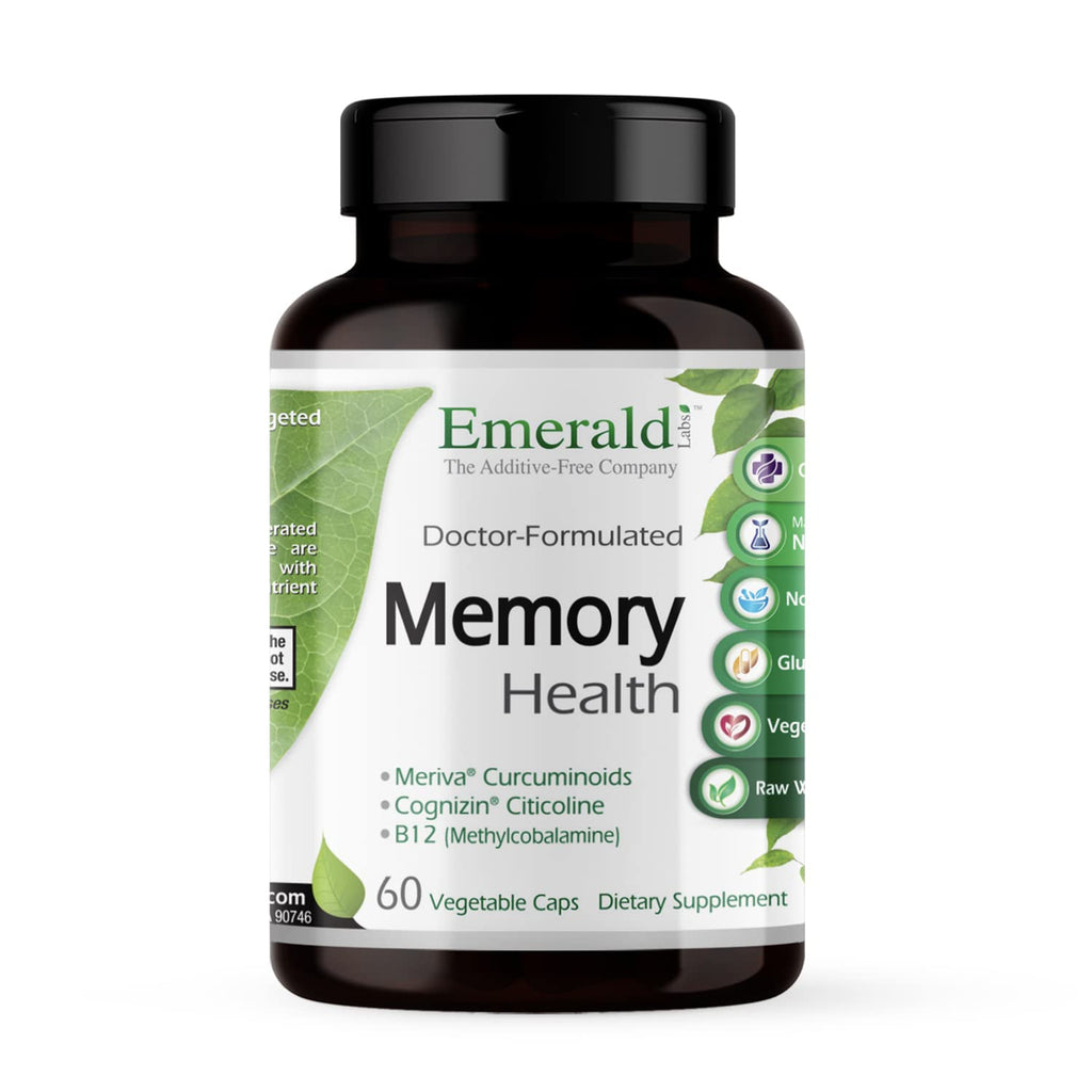 EMERALD LABS Memory Health - Brain Health & Memory Supplement - Supports Energy & Focus - Features Meriva Turmeric, Vitamin B12 & More - 60 Vegetable Capsules (30-Day Supply)