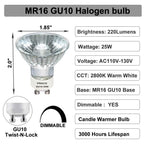 Vinaco GU10 C 120V 25W Bulb Candle Warmer, 6PCS High Output 220LM Halogen GU10 25 Watt Flicker Free, Long Lasting MR16 GU 10 Bulb Dimmable with Warm White 2800K for Candle Warmer Lamp, Track Lighting