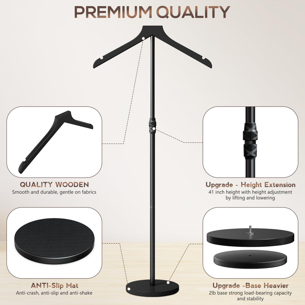 2 Pack Mannequin Torso, 30 to 41 Inch Height Adjustable Shirt Display Stand for Vendors Shop Graduation Party, Stable Ease Assembly Dress Form Clothes Garment Rack, Jacket Coat Hanger Stand, Black