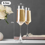 PARACITY Champagne Glasses Set of 2: Clear Glass Champagne Flutes, 8.5 oz