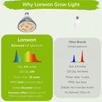 Lonwon Grow Light Bulb, Plant Light Bulb, E26 Grow Bulb Full Spectrum