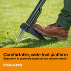 Fiskars Deluxe Stand-Up Weed Puller Tool, 4 Serrated Stainless Steel Claws