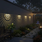 EKQ 6 Pack Solar Fence Lights Outdoor Wall Lights Black Plastic Solar Powered Deck Step Stair Lights Mandala Theme Waterproof Fence Solar Light for Garden Post Patio Backyard Yard Decor