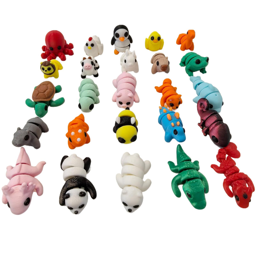 YonaaClin 25pcs Mini Animals Figures,3D Printed Animals and Flexible Joints Fidget Toys, Small Animal Figurines Fit Fidget Toy Set,Pocket Pets,Birthday fillers, Teen Reward Gifts(25PC)