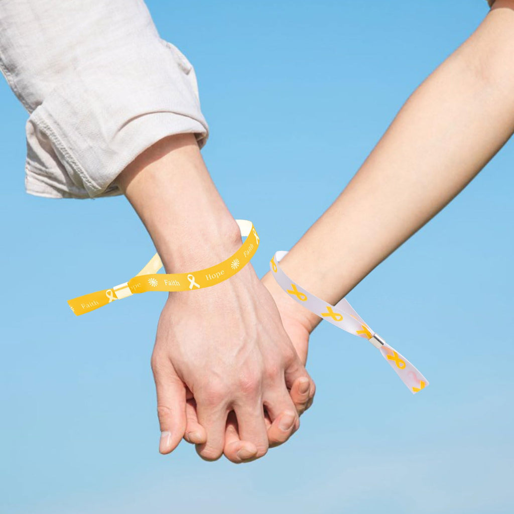 WANDIC Yellow Ribbon Bracelets, 30 Pcs 5 Styles Bone Cancer Awareness Wristbands Adjustable Polyester Wrist Bands Wrist Strap for Public Event, 6.89 * 0.59in, Polyester, no Gemstone