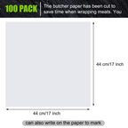 Sublimation White Butcher Paper Disposable Butcher Paper Sheets Square Meat Sheet Precut No Wax for Heat Press, Wrapping Meat, Art Project(100 Pieces,17 x 17 Inches)