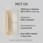 Sports Research® Coconut MCT Oil 3000mg - Keto Brain & Body Fuel - C8 + C10 MCT Oil from Coconut · Keto · Non-GMO - Gluten Free - 240 Softgels