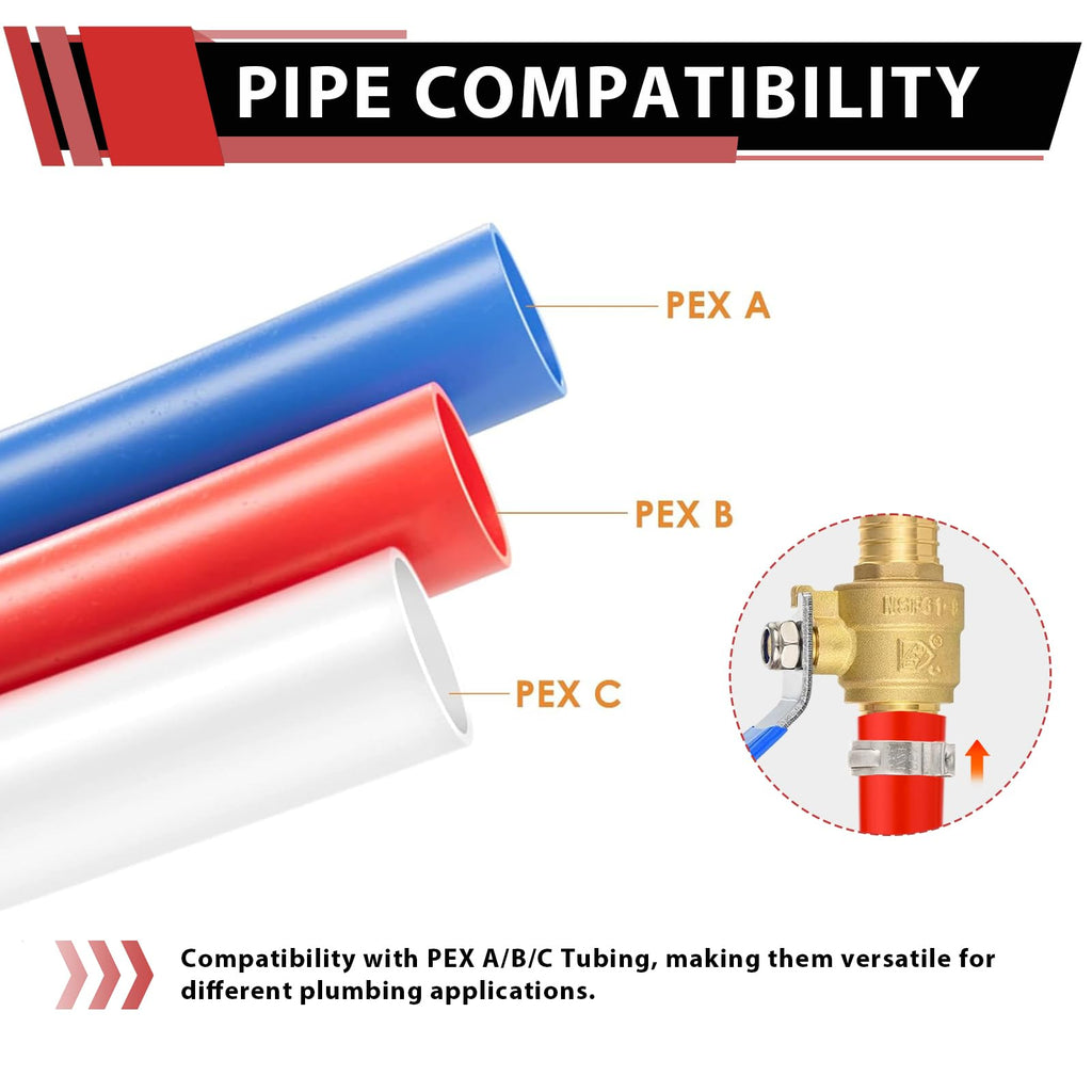 (Pack of 40) EFIELD 3/4 Inch Pex Brass Full Port Shut-off Ball Valve for Hot and Cold, Potable Water, UPC Certified,(VALVE013-40PCS)