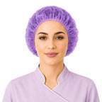 Disposable Bouffant Caps, 21inches Hair Net, Elastic Dust Cap for Food Service, Kitchen Head Cover (Purple)