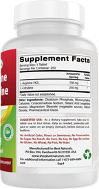 Best Naturals L-Arginine L-Citrulline Complex 1000 mg 250 Tablets (250 Count (Pack of 3))