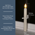 Homemory 6 Pcs Window Candles with Sensor Dusk to Dawn, Ivory Striped Candlesticks with Suction Cups, Roman Column Christmas Window Candle Battery Operated, Flameless Led Taper Candles for Windows