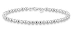Miabella 925 Sterling Silver Italian Handmade 4mm Bead Ball Strand Chain Bracelet for Women, Made in Italy (7.50 Inches)