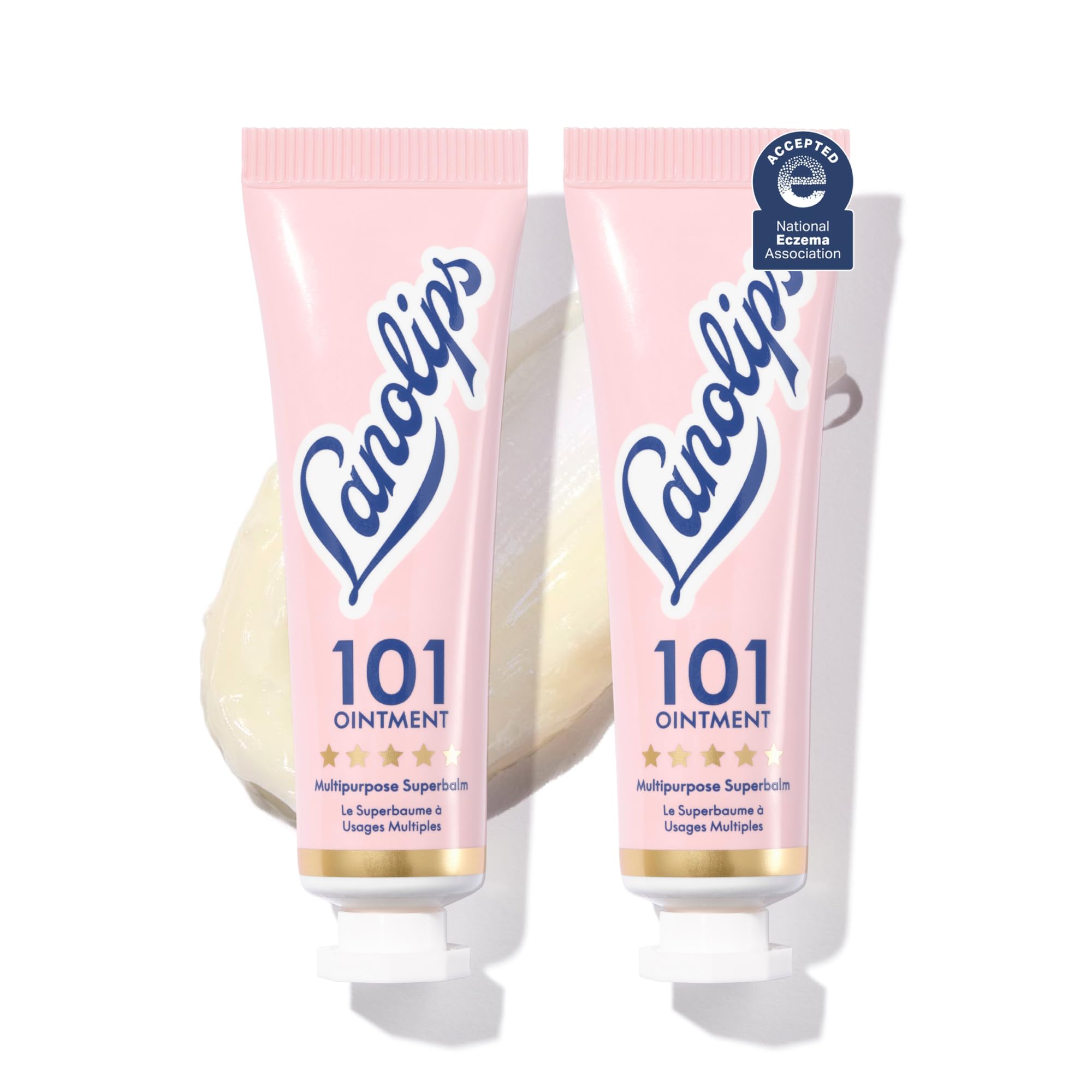 Lanolips 101 Ointment Multi-Balm Duo, Original Superbalm - Contains Pure Lanolin Oil for Smooth, Hydrated, & Healthy Lips - Natural Lip Balm for Dry Lips, Cuticles, & More (2-Pack, 0.52 oz each)