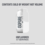 Isopure Zero Carb 100% Pure Whey Isolate Protein Powder, Gluten Free, with Vitamins, Unflavored, 25g Protein Per Serving, 3 Lbs, 47 Servings (Packaging May Vary)