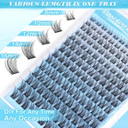 Pawotence Lash Clusters Kit Wispy Lash Extension Kit 8-16mm Natural Cluster Eyelash Extension Kit Individual Lashes 154pcs C Curled Eyelash Clusters with Lash Bond and Seal, Lash Tweezers for Self Use