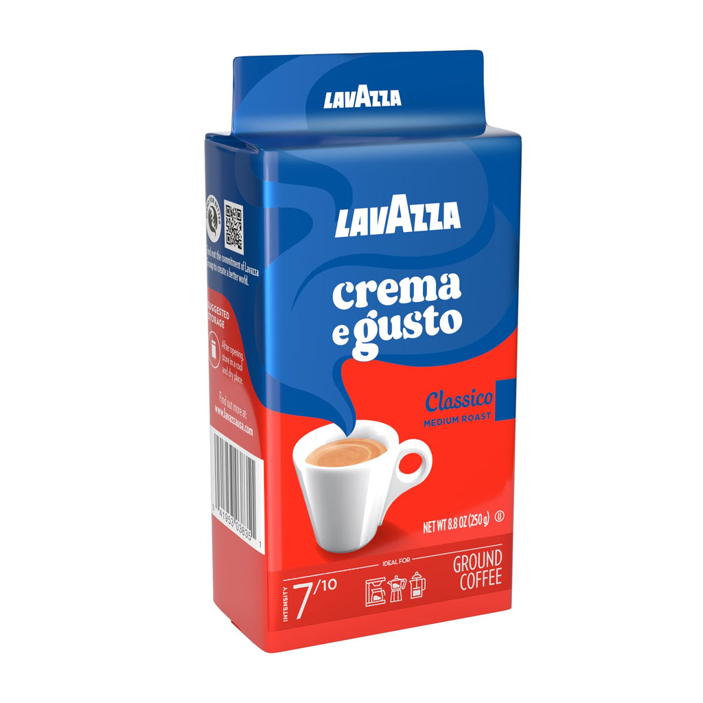 Lavazza Crema e Gusto Ground Coffee, Medium Roast, Arabica and Robusta Blend, 8.8 oz Brick (Pack of 4)