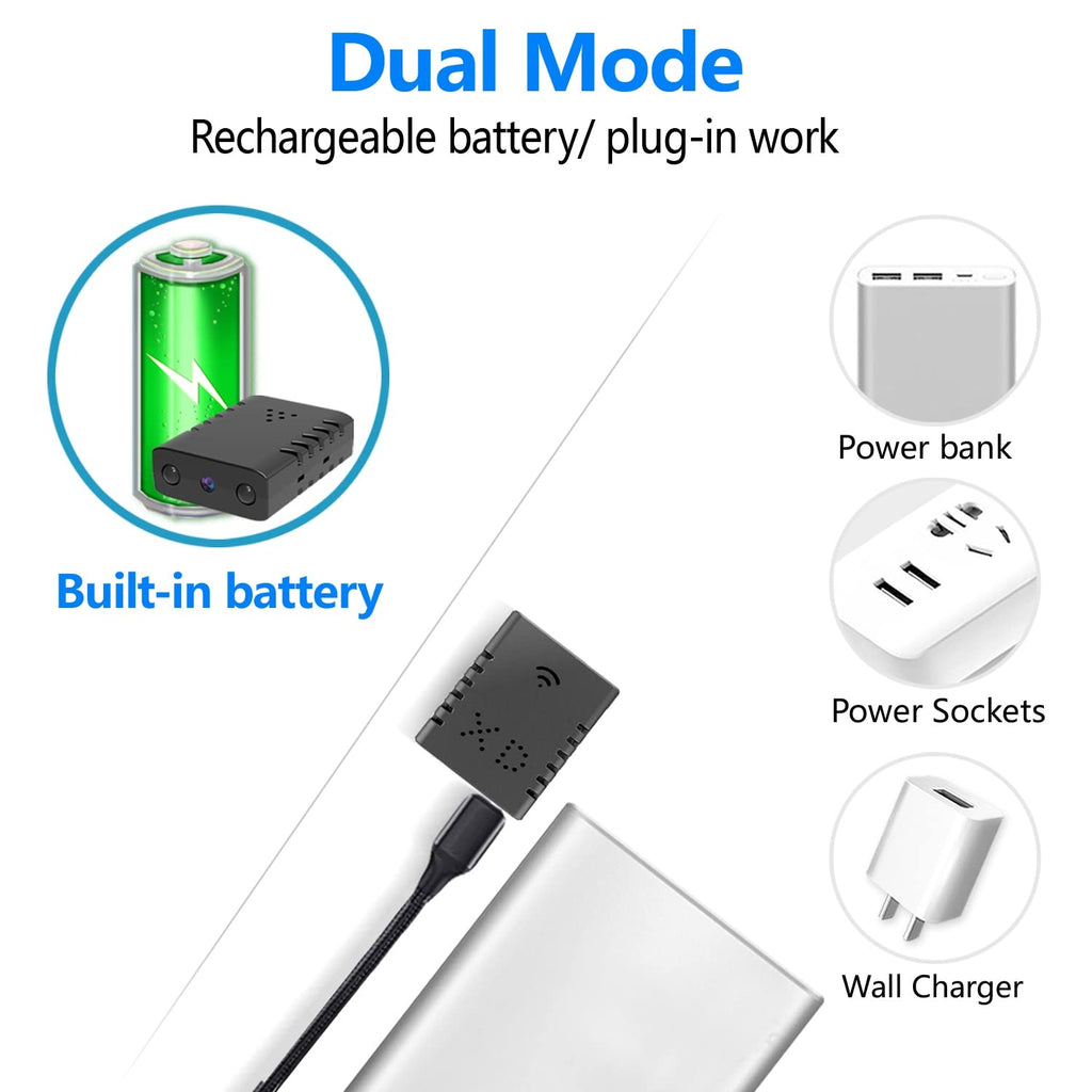 【Free 64G】 Smallest Wireless WiFi Battery Camera,Concealed Cam,Coin Size Camera,HD1080P Video Recording Live Feed for Night Vision,Motion Detection,Cloud Storage for Security with iOS Android APP