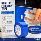 Made in USA Blue Painter’s Tape - 1 inch x 60 yds. (12 Pack) Thick & Wide Masking Tape for Safe Wall Painting, Building, Remodeling, Labeling, Edge Finishing