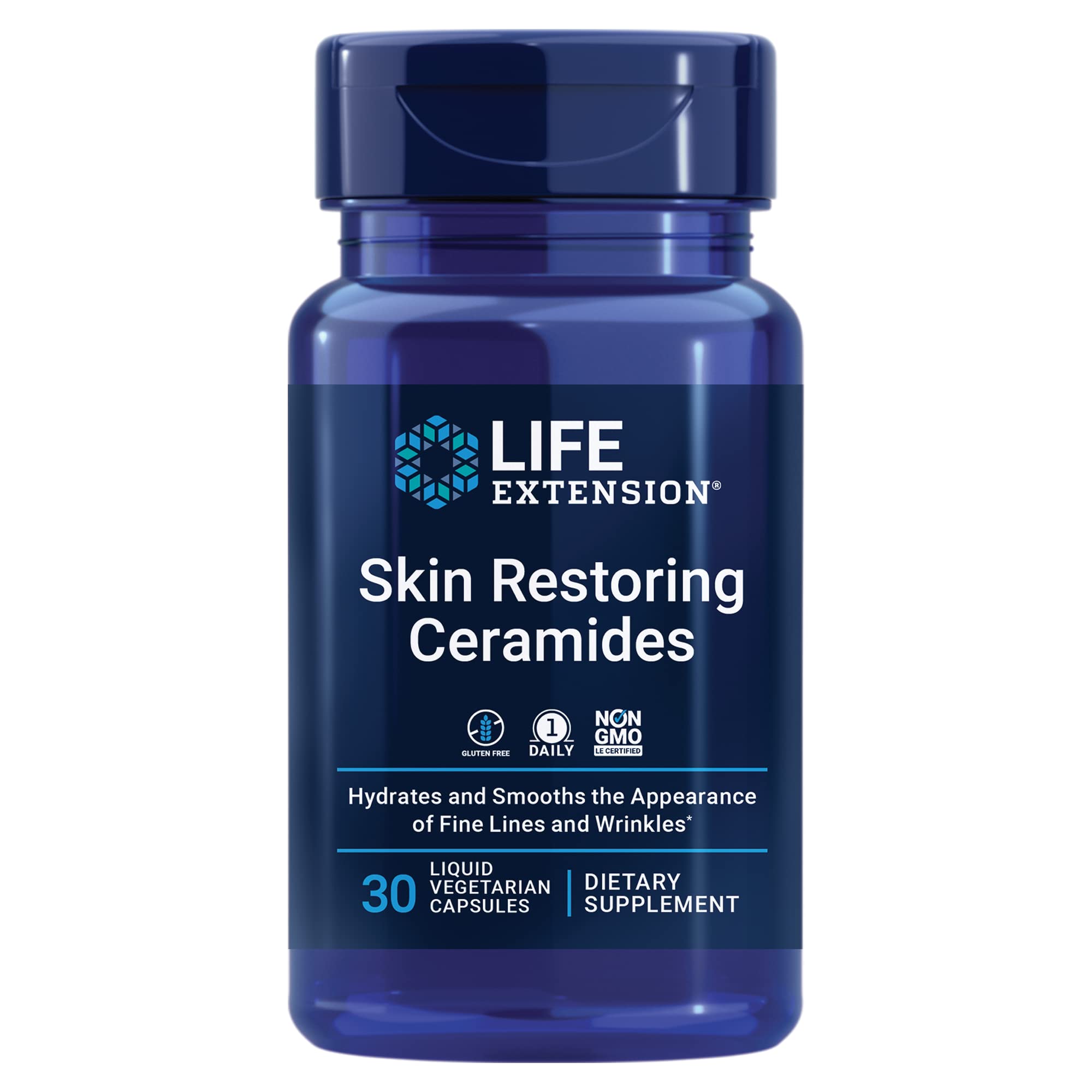 Life Extension Skin Restoring Ceramides* – Wheat Oil Extract – Hydrates & Smooths The Appearance of Fine Lines & Wrinkles – Gluten-Free, Non-GMO, 1-Daily, Vegetarian – 30 Liquid Capsules