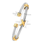 EGO VINA Multi Twisted Cable Wire Cross Bracelet For Women Men Classic Stainless Steel Fashion Stackable OPen Bangle Open Cuff Bangles Vintage Jewelry