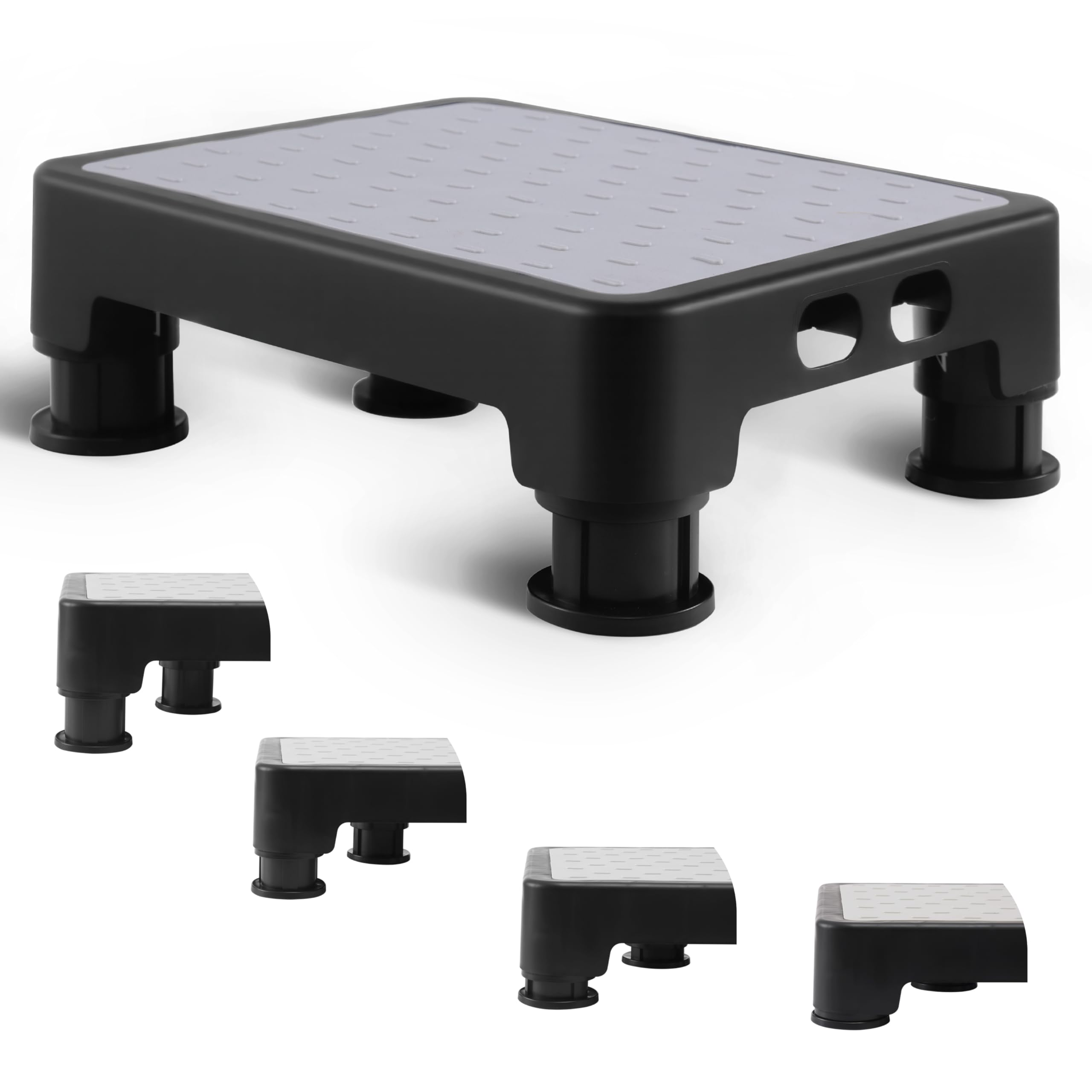 COOL-ANGLE Adjustable Step Stool for High Beds & SUV - Non-Slip Mobility Platform for Seniors, 650lbs Capacity, 3 Heights (3.4"-5"), Wide Safety Base for Car & Bath, 16.5"x12.6", Gray