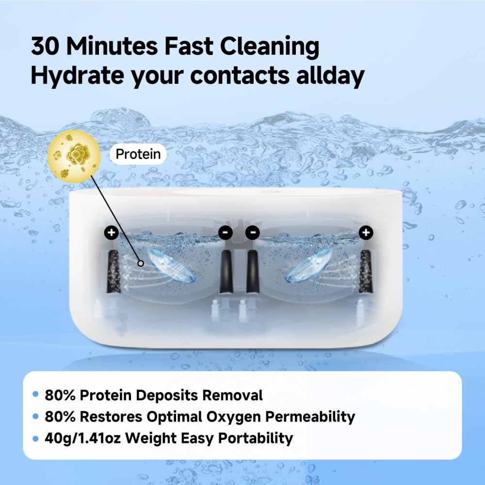 ReO2 Mini Pro Soft Contact Lens Cleaner with Advanced Electrophoresis Technology, with Mirror and Tweezer (Blue)
