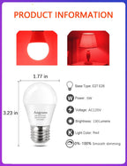 Angyues 630nm Red Sleep Bulb Dimmable, 100% Blue Light Blocking, Promotes Melatonin Production, E26 A15 LED 5W Red Dim Night Light for Baby's Bedroom, Sleeping, 4Pack