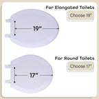 Elongated Wood Toilet Seat, White - 19 Inch - Fits All Elongated Size Fixtures - Easy to Install Fantasia by Achim Home Decor