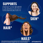Vitamatic Biotin 10,000 mcg (10 mg) for Stronger Hair, Skin & Nails - 365 Vegan Tablets- Also Called Vitamin B7 (Pack of 2)