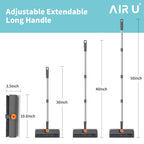 AIR U+ Floor Scrub Brush with Long Handle, 3-in-1 Rotating Head & Squeegee