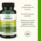 Swanson Full Spectrum Kudzu Root - Herbal Supplement Supporting Heart Health & Liver Health - May Support Healthy Blood Pressure & Cholesterol Levels - (60 Capsules, 500mg Each) (2 Pack)
