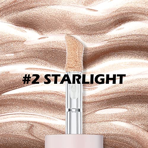 Erinde 2 Colors Liquid Highlighter and Blush Set, Natural Matte Face Blush, Natural Glossy Liquid Illuminator for Face and Body, Lightweight Blendable Silky Smooth Texture, Cruelty-free