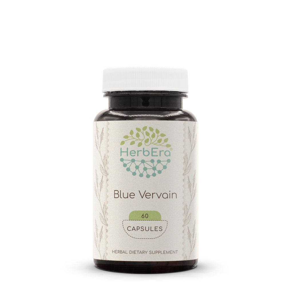 HerbEra Blue Vervain 60 Capsules, 500 mg, Blue Vervain (Verbena Hastata) Dried Herb (60 Capsules)