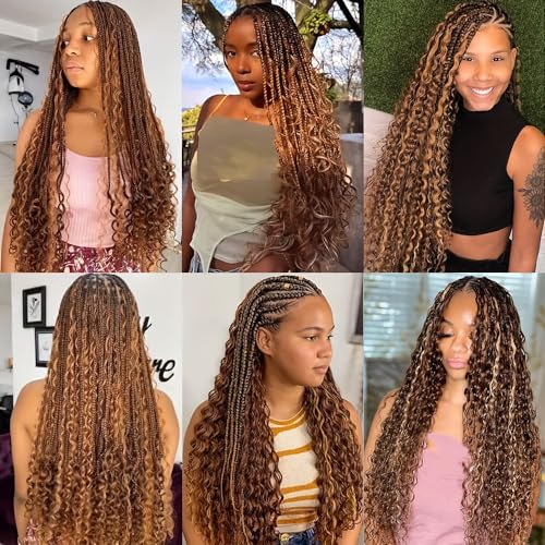 Human Braiding Hair For Boho Knotless Braids 100g Deep Wave Bulk Human Hair for Braiding No Weft Wet And Wavy Human Braiding Hair 100% Remy Human Hair Extensions (Deep Wave-4/27, 28 Inch)