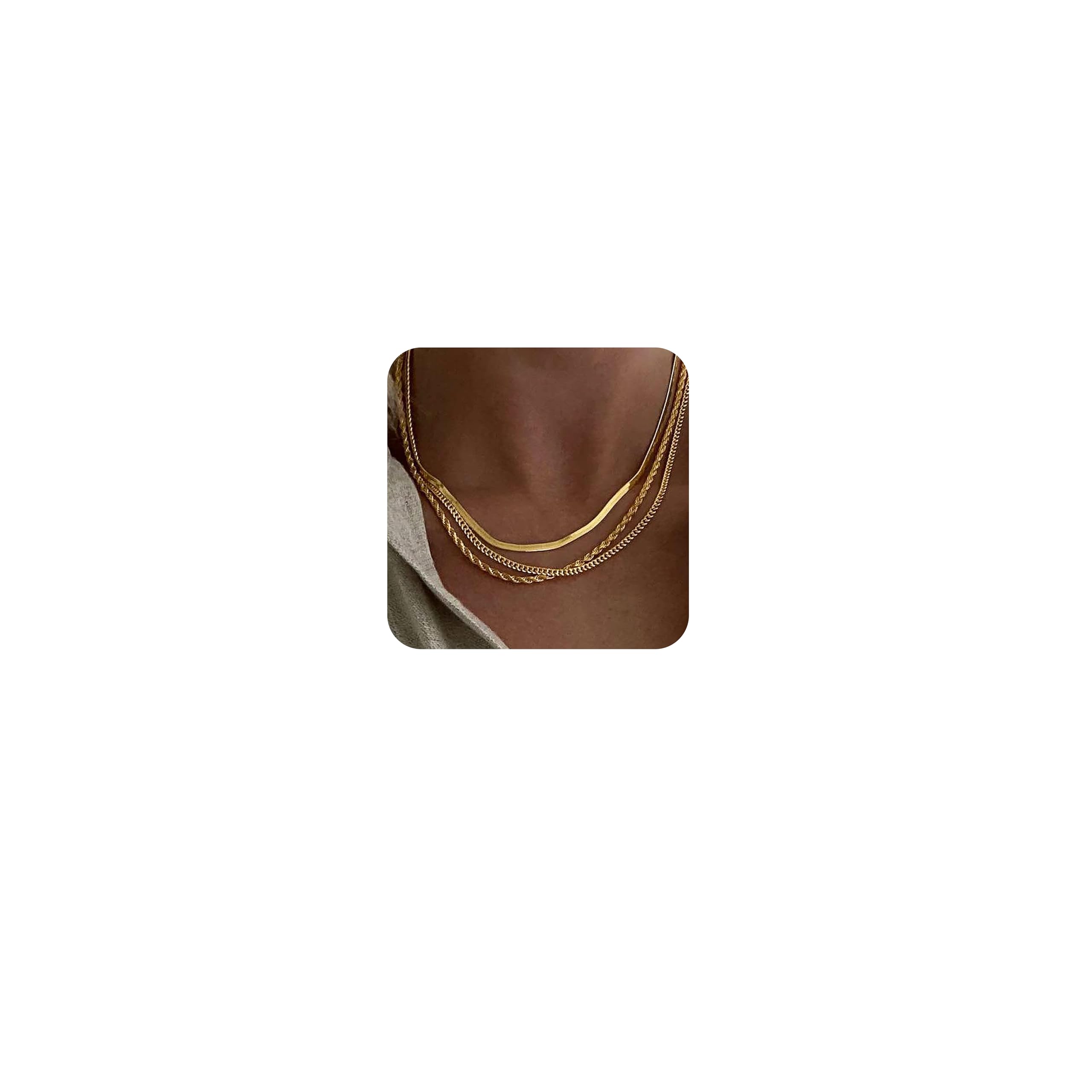 DEARMAY Layered 14K Gold Plated Chain Choker Necklace Set