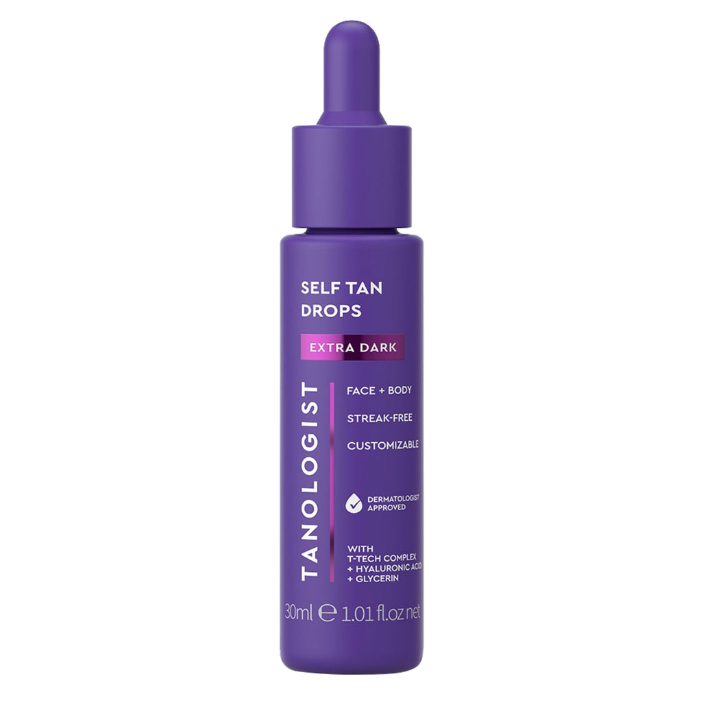Tanologist Extra Dark Self Tan Drops, Streak-Free Body & Face Tanning Drops, No Fake Tan Smell, For Moisturizer & Lotion, Bronzing Face Tanner, Skincare Ingredients, Vegan, 1.01 fl. oz/30 ml Bottle